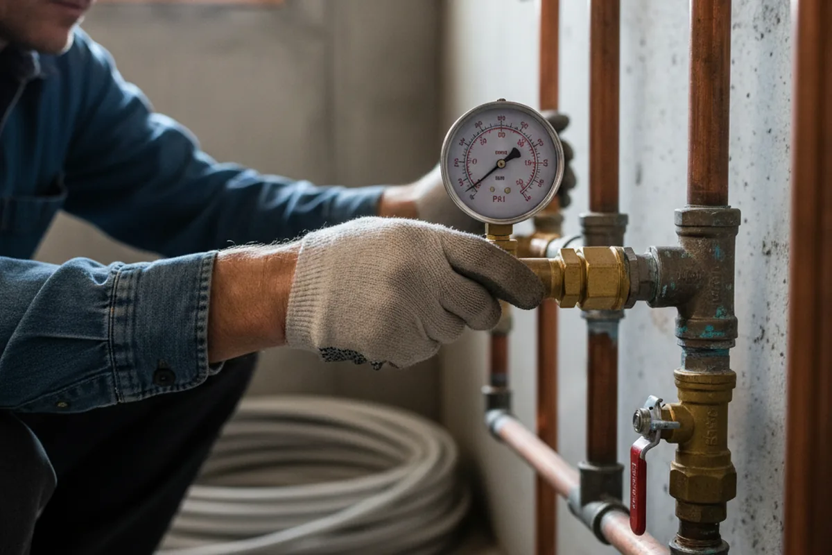 Pressure testing a repaired line during Water Line Repair in Phoenix